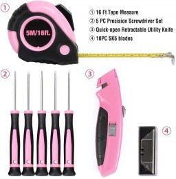 WORKPRO pink tool set with pouch5